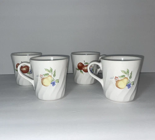 8 Pc. Set CORELLE CORNING CHUTNEY FRUITS 4 Tea Cups Coffee Mugs 4 Saucers