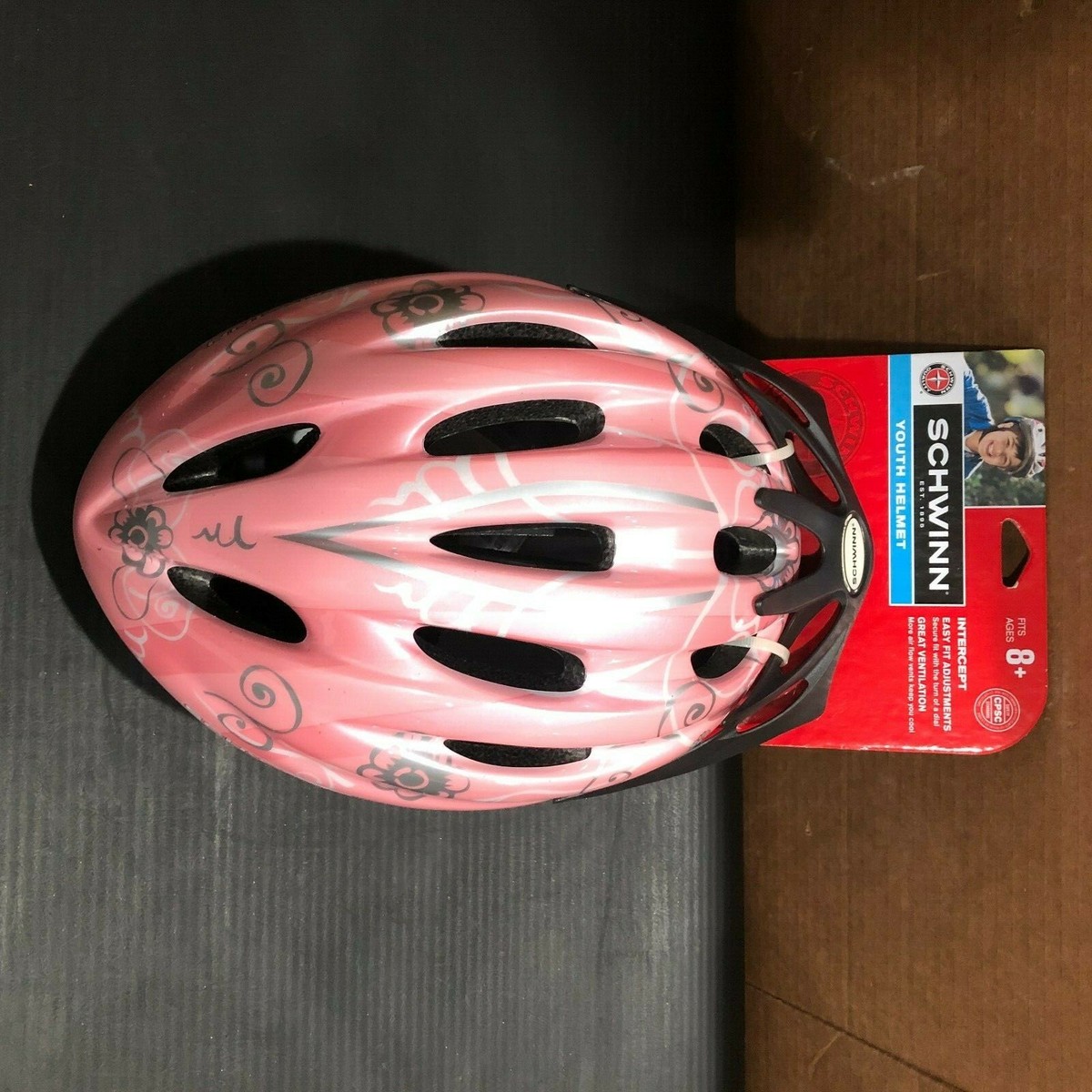Schwinn Girls Youth Intercept Helmet Pink w/ Pink Flowers