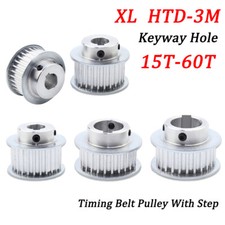 XL HTD 3M Timing Belt Pulley With Step 15T - 60T Keyway Hole, For 3D Printer CNC
