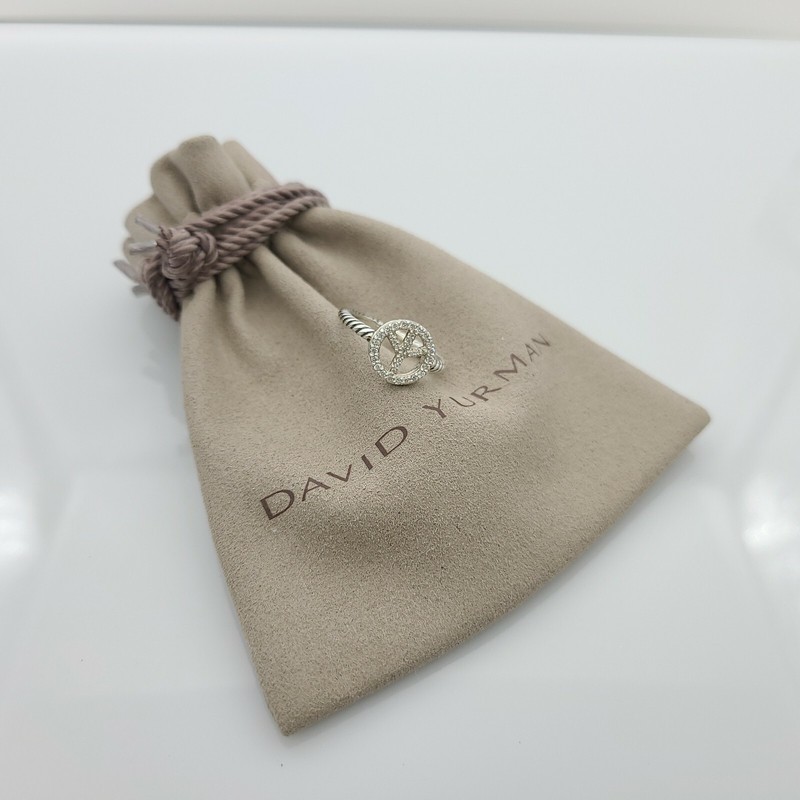 DAVID YURMAN Cable Collectibles Peace Sign 925 Sterling Silver Ring size 5.5 US