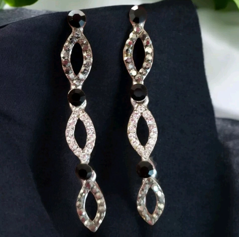 Juego de joyas collar pendientes marcaita negro cristal austríaco Cookie Lee Foto 2 de 4