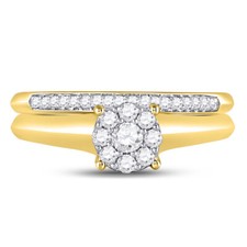 10kt Yellow Gold Womens Round Diamond Bridal Wedding Engagement Ring Band S
