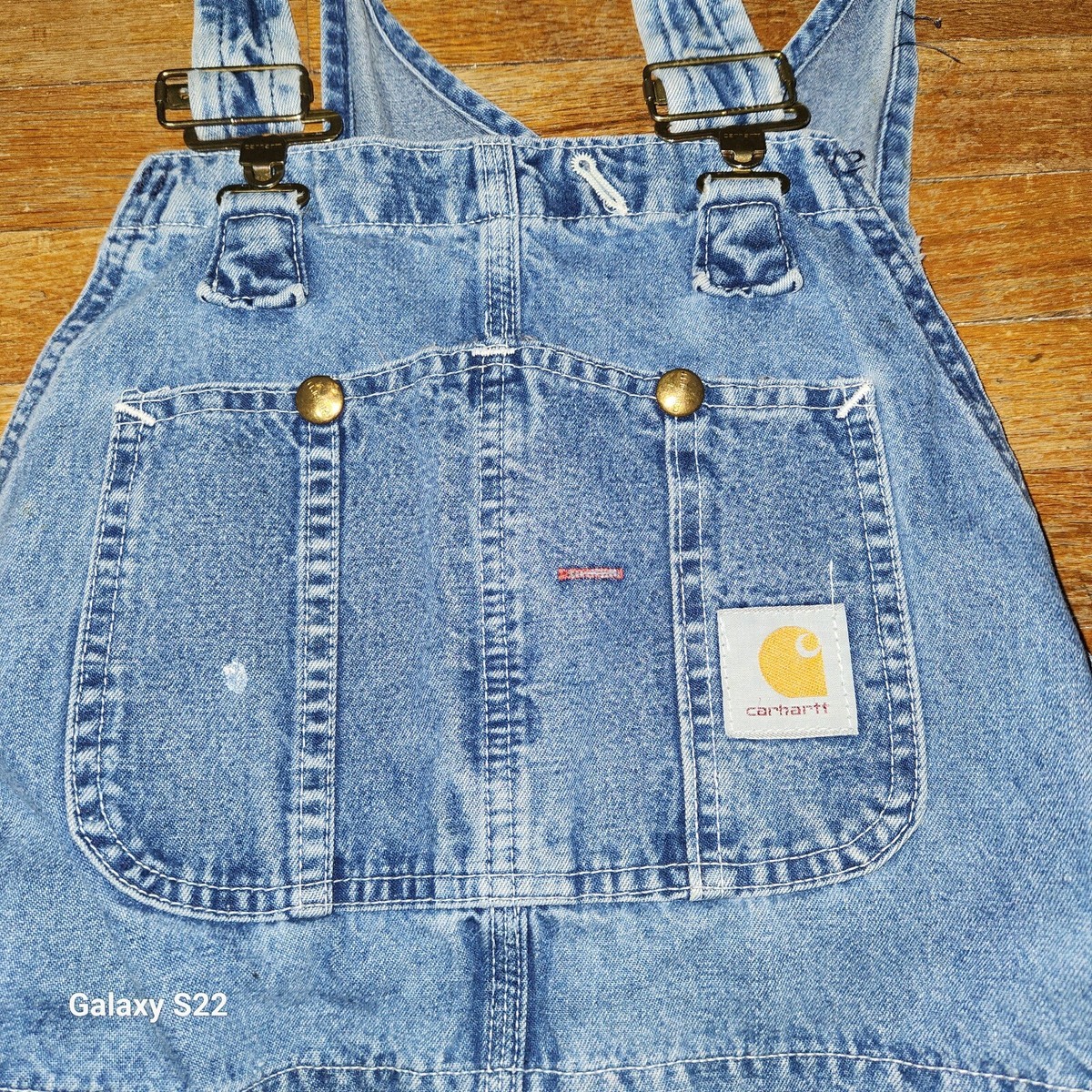 Vtg 90s Carhartt Overalls 38x32 Trashed Distressed Painters Made