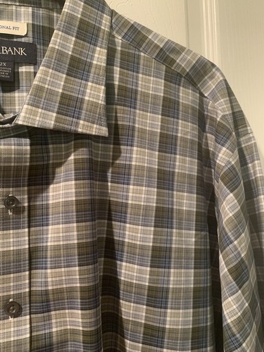 Jos A Bank Sport Shirt 2X Traditional Fit Olive Green Blue Gray Plaid New NWT - Picture 7 of 17