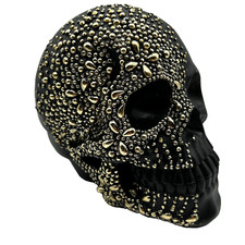 Black Gothic Studded Jeweled Large Skull Halloween Table Centerpiece Decor