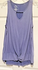 MAURICE'S top shirt L 12 Bust 40 Length 26 Purple Solid Twist Front Hem Keyhole