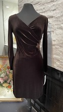 NWT MUSE Brown Velvet Sequin Appliqué Dress Short Velour Size 4 Petite Cocktail