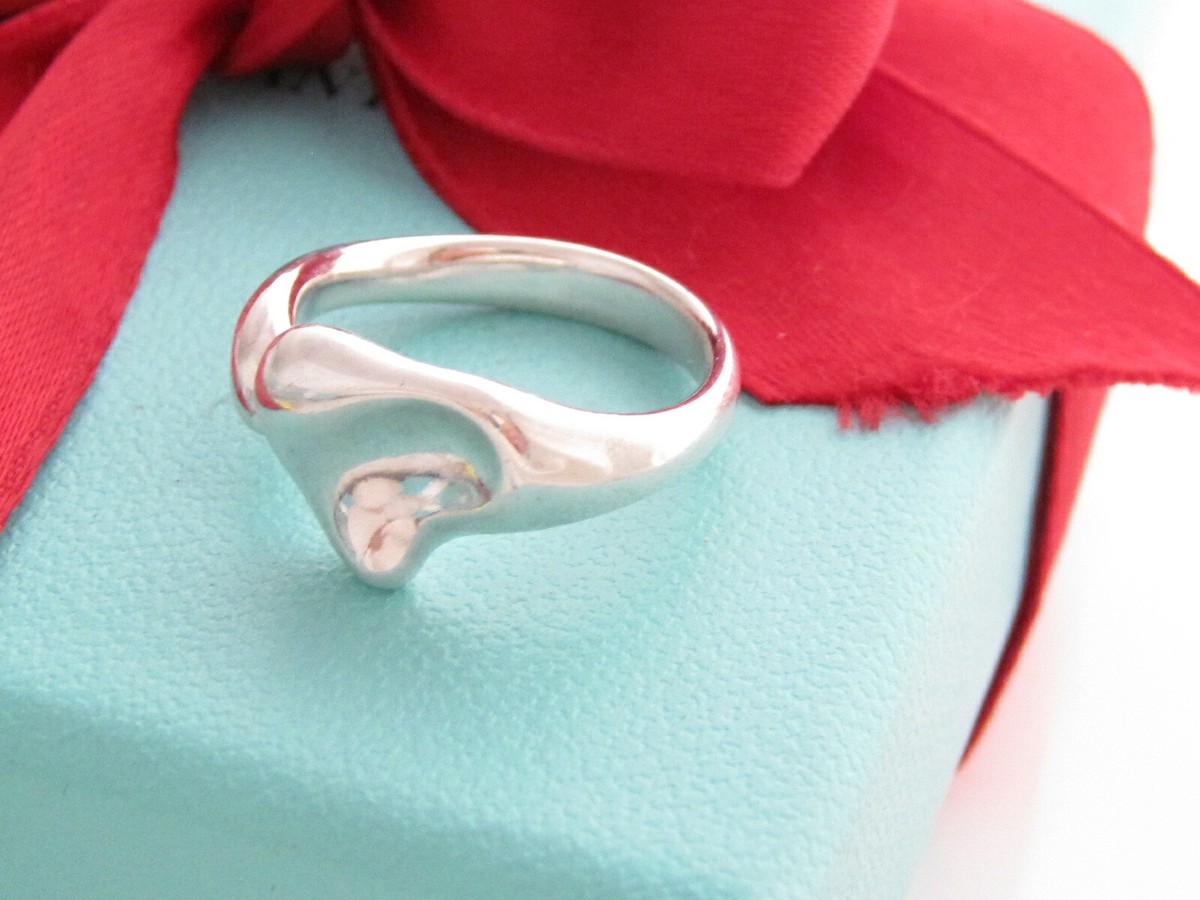 Tiffany-and-Co-Elsa-Peretti-  Tiffany & Co Ring Rubbing Heart Size 6.5 Silver 925 Approx 5 main image 1