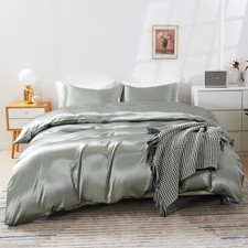 Satin Duvet Cover King Size, 3 Piece Silk Like Comforter Cover, Ultra Soft an...
