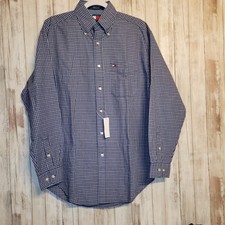 Tommy Hilfiger Button Down Shirt White Blue Check Long Sleeve Men's Small NWT