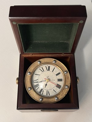 Ship Clock in Wood Box Makers to the Admiralty Authentic Models Inc