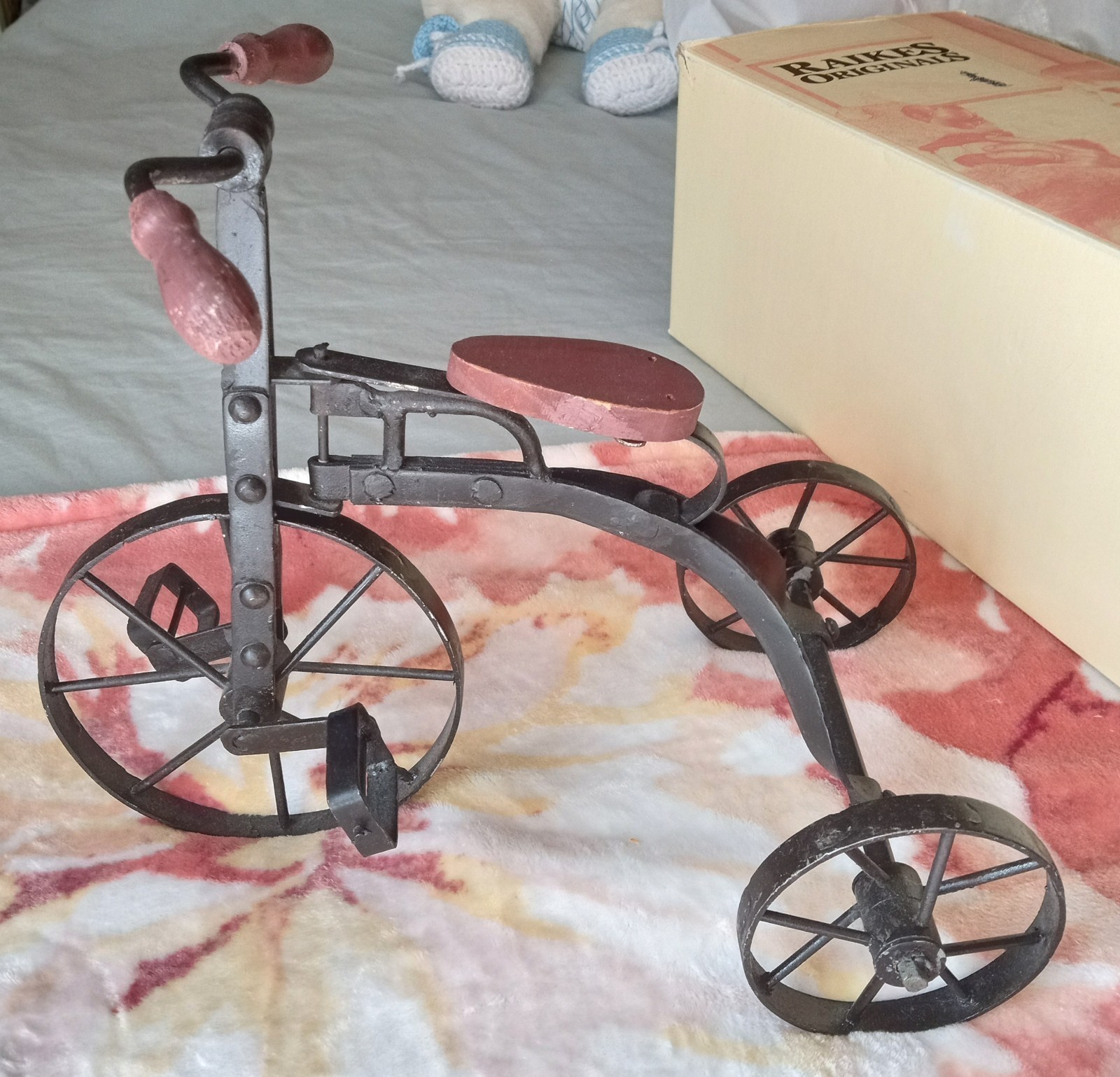 Vintage Rustic Wood Metal Tricycle