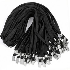 50 Pcs Lanyards for ID Badges, Flat Swivel Hook,Black