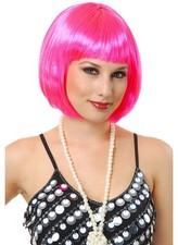 Neon Bob Wig Short Fancy Cosplay Halloween Wig Pink by happy Halloween One Size