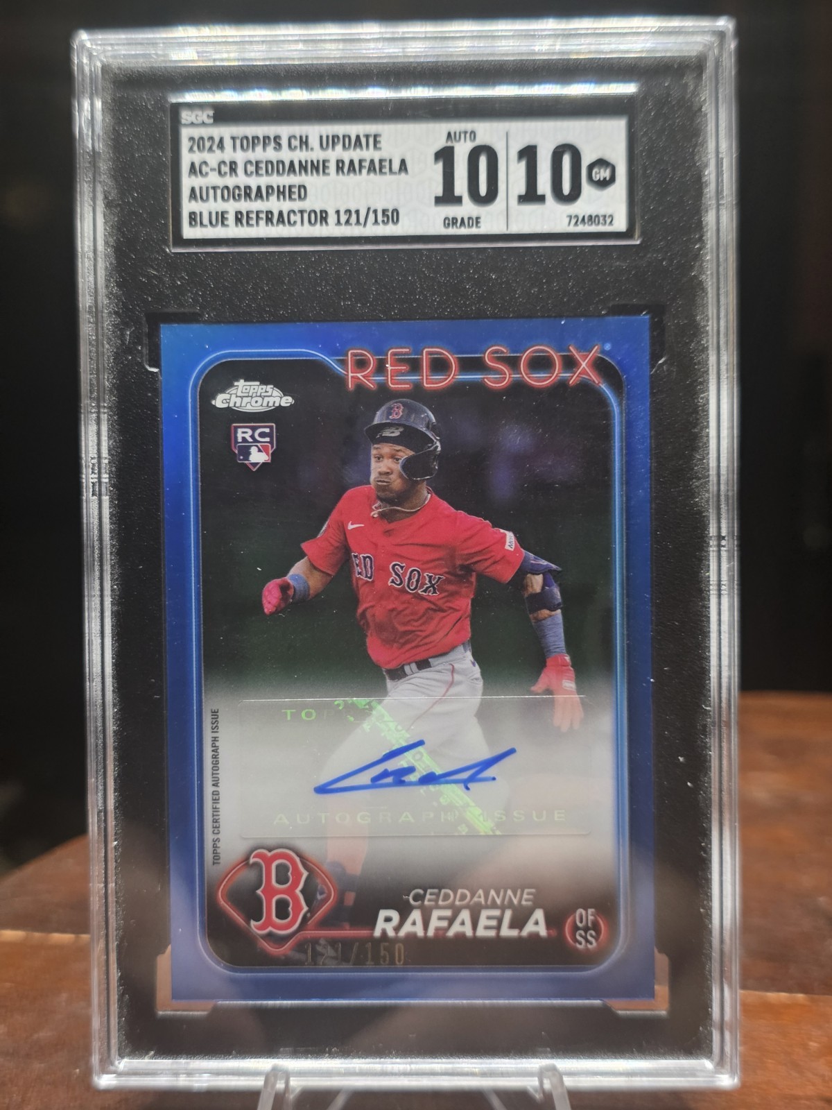 2024 Topps Chrome Update AC-CR Ceddanne Rafaela Autograph Blue Refractor 121/150