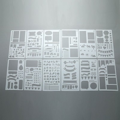 12pcs Stencil Set Planner DIY Drawing Template Journal Notebook Diary Scrapb CR