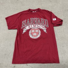 Vintage Harvard University T-Shirt Mens L Red 90s USA Made Collegiate