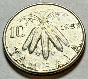 1995 Malawi 10 Tambala Coin, KM27 circulated / Corns