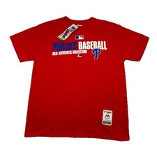 NWT Philadelphia Phillies T Shirt Mens L Red Majestic MLB Authentic Collection