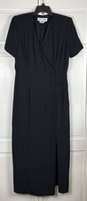 Maggy London Womens Sheath Dress 12 Black Polyester Frog Closure Formal Midi