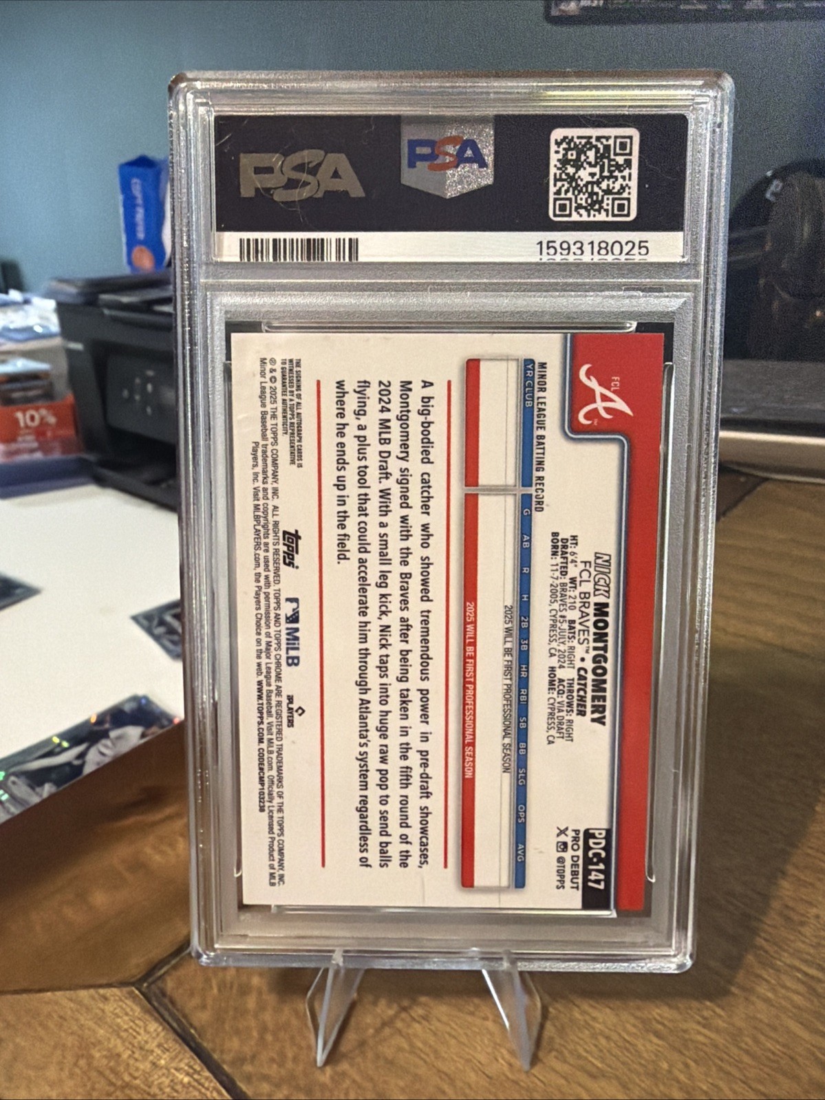 2025 Topps Pro Debut Chrome - NICK MONTGOMERY #PDC-147 Refractor Auto  /10 PSA 9 view 2