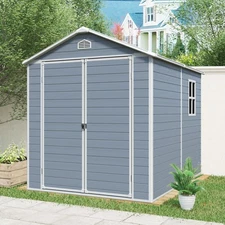 8x6 FT Resin Outdoor Storage Shed Kit Tool House for Patio Furniture All Weather