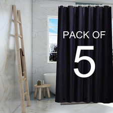 Black Shower Curtain Liner 5 Pack, 4G PEVA Shower Liner, Plastic Peva Waterproof