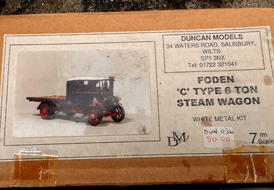Duncan Models Foden 'C' Typ 6 Tonnen Dampfwagen Weißmetall Bausatz 7mm Scale O Gauge
