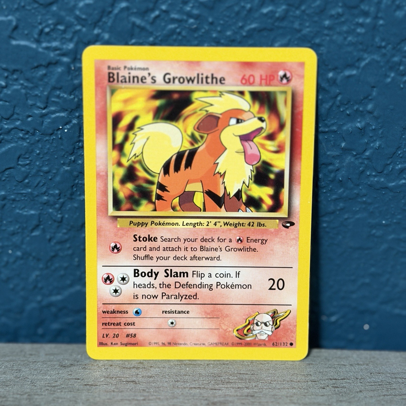 Blaine's Growlithe 62/132 Common Gym Challenge Pokemon Card WOTC