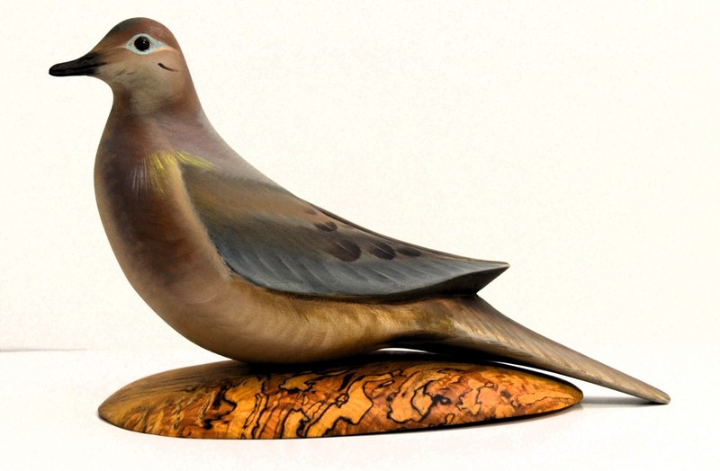 Beautiful SEAN SUTTON MOURNING DOVE CARVING 9" Decoy Wood Bird Carving Sculpture