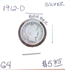 1912 DENVER BARBER SILVER DIME IN GOOD CONDITION.