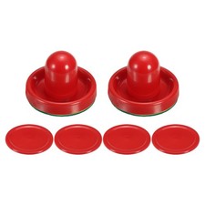 2Pcs Air Hockey Pusher 75mm with Pad and 4Pcs Air Hockey Pucks for Game Tables