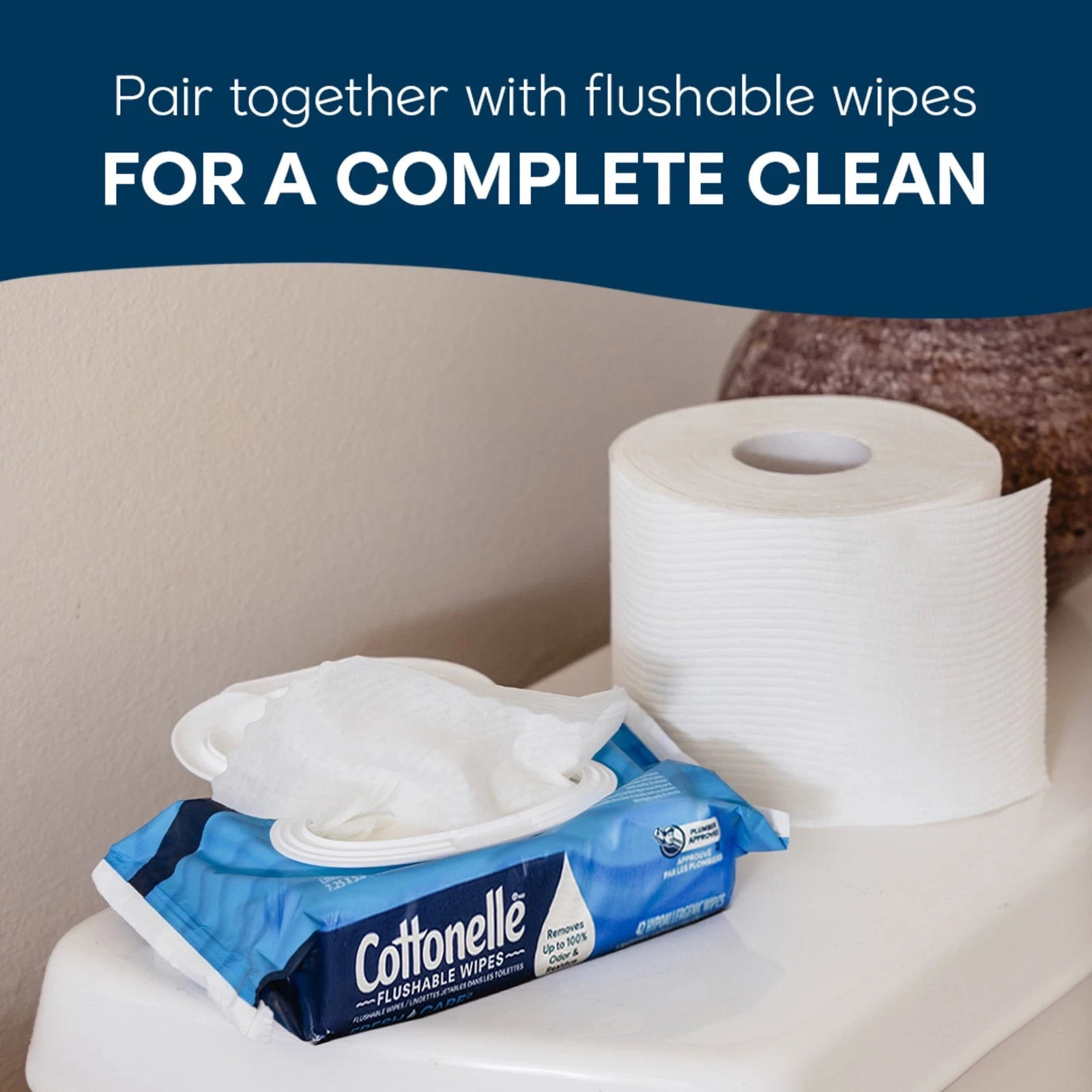 Cottonelle Ultra Clean Toilet Paper, Strong Toilet Tissue, 6 Mega Rolls