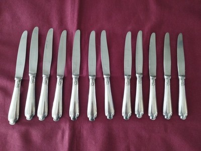 12 Christofle Alfenide Modell Pompadour versilberte Metall Vorspeisenmesser