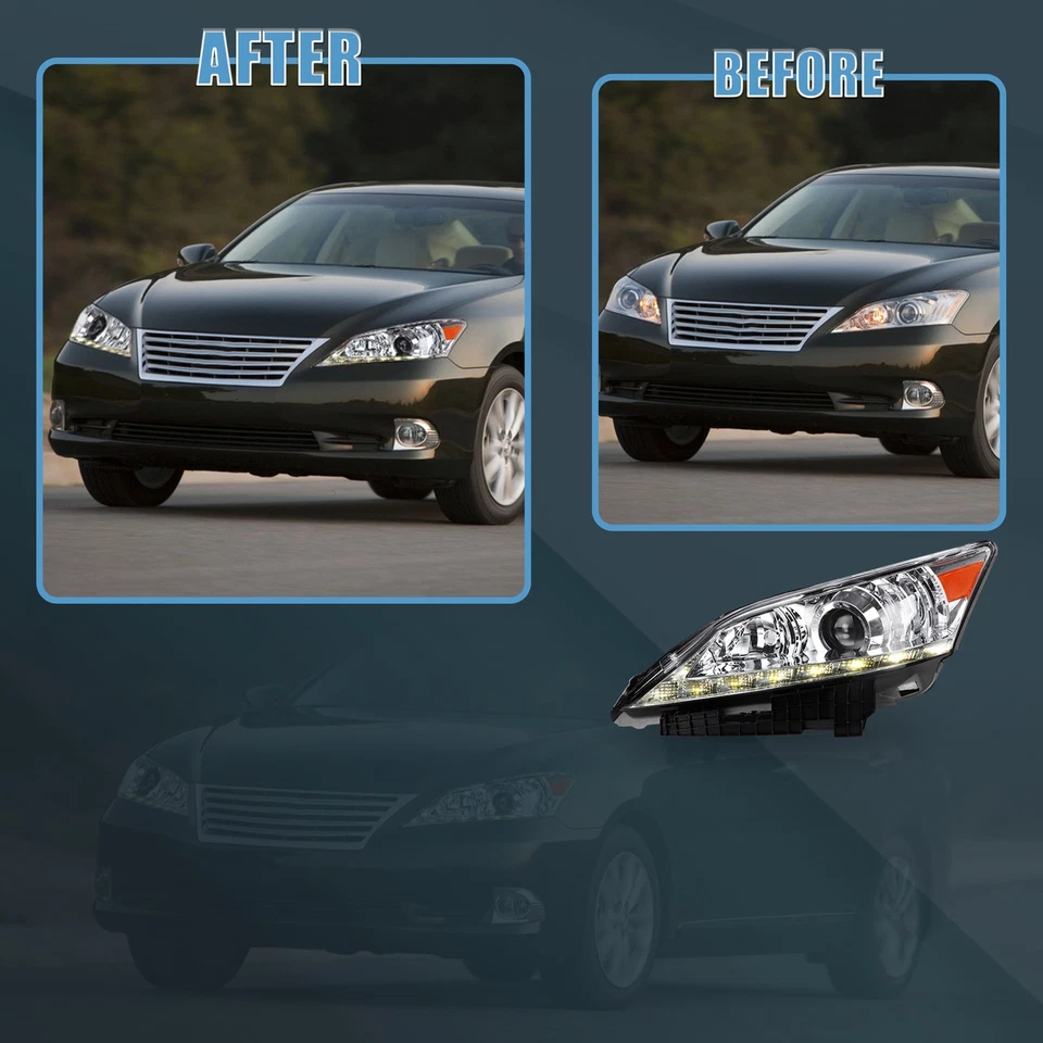 Светодиодные фары VLAND для передних фар 2010-2012 Lexus ES350 хромированный корпус 1 пара - Изображение 4 из 4