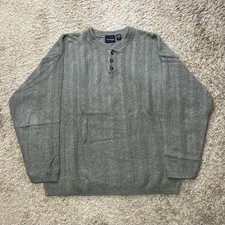 Vintage 90s Bill Blass Sweater Mens Medium USA Made Knit Henley Textured