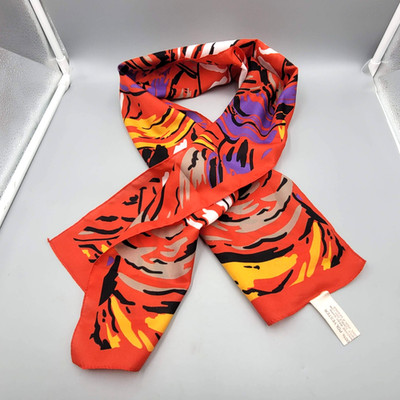 Vintage Glentex Scarf Womens Red Multicolor Abstract Geometric