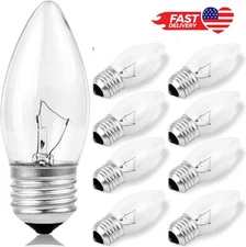 60W Torpedo Tip Chandelier Bulbs – Clear Dimmable E26 Candelabra 10-Pack