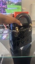 Lady Dior Mini Black Handbag with Gold Hardware