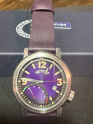 Dominatore Del Mare Men's Analog Wristwatch Purple Dial Leather Strap Date
