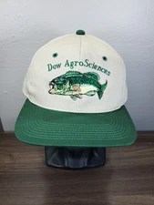 Vintage Dow AgroSciences Embroidered Bass Hat Snapback Cap Two Tone Fish Fishing