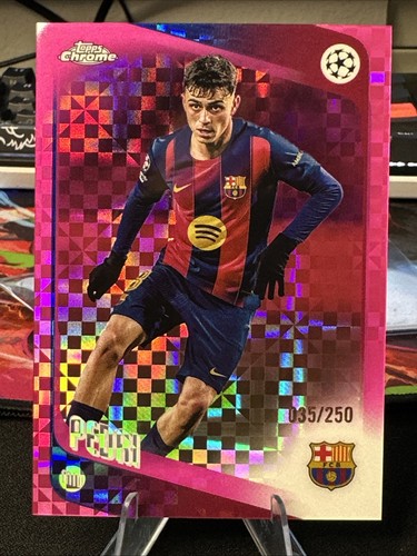 2025-26 Topps Chrome UEFA Club Competitions #196 Pedri Pink X-Fractor #/250