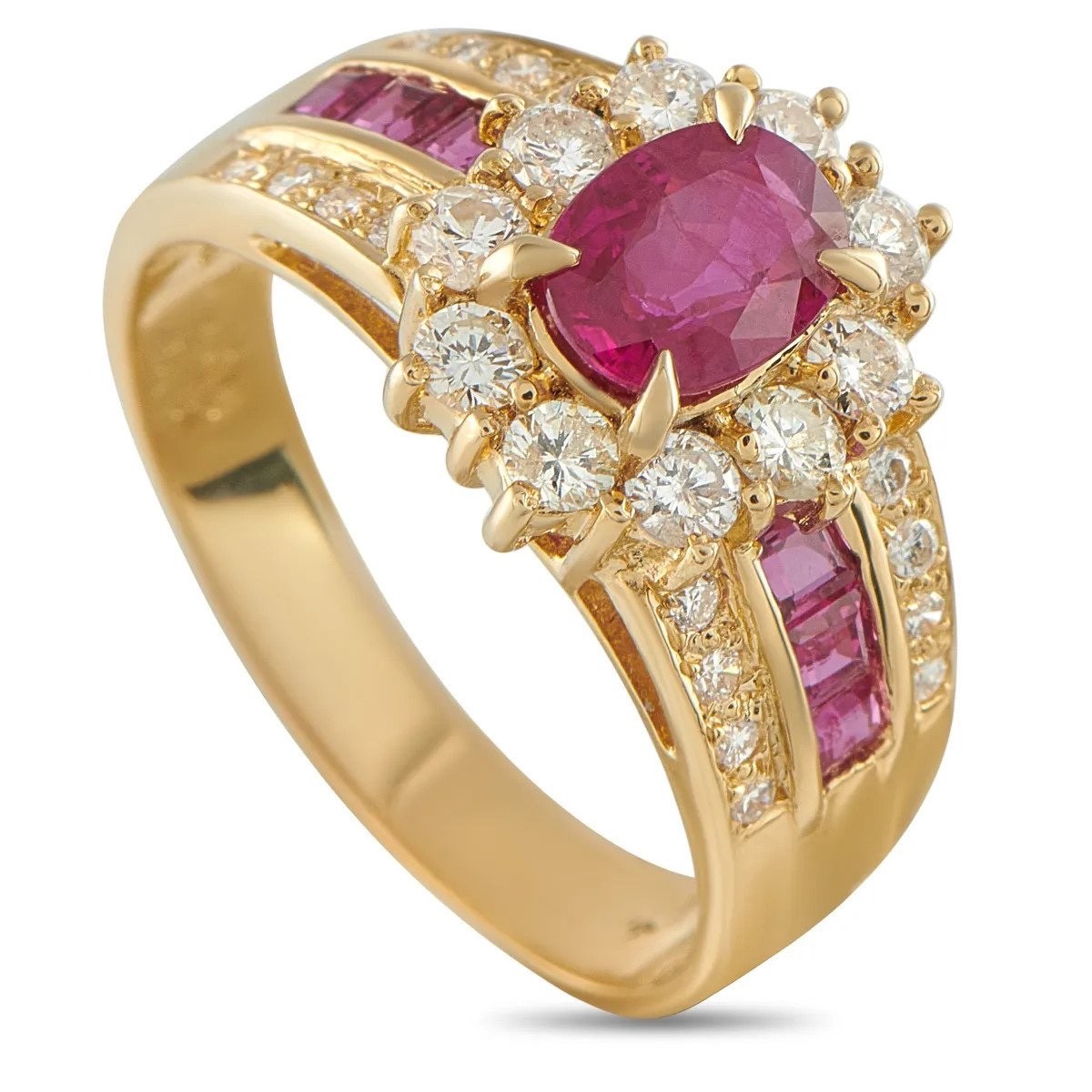 18K Yellow Gold 1.08ct Diamond & Ruby Ring - image 1