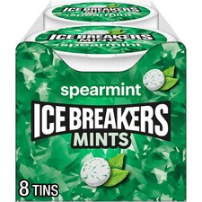 ICE BREAKERS Spearmint Sugar Free Mints Tins, 1.5 oz 8 Count -3 BOX