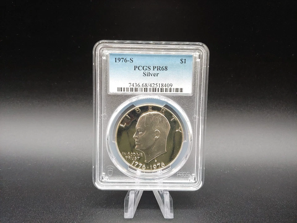 1976 "S" Eisenhower Silver Dollar IKE $1 - PCGS PR68 Blue Label - FREE Shipping! - Image 2 of 4