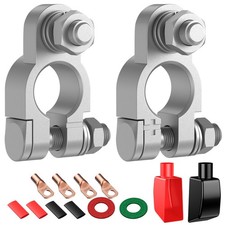 Heavy Duty Battery Terminal Connectors Kit with 2 Gauge Copper Lugs  Covers