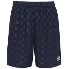 Vintage Style Umbro Soccer Logo Checkered Athletic Shorts Navy Y2K Mens Size S