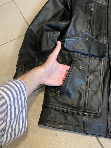 Versace Classic V2 Vintage Mens Leather Multi Pockets Jacket Size XL - Picture 7 of 23