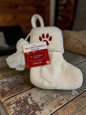 St. Nicholas Square Knit & Faux Fur Pet Christmas Stocking With Red Paw Embroide