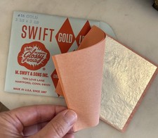 VINTAGE 16 Karat Genuine Gold GILDING - 25 LEAVES ON PAPER in 3 3/8" squares